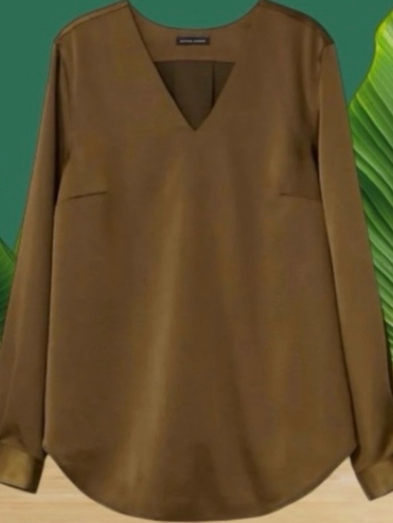 Universal Standard Tops - UNIVERSAL STANDARD EVA SATIN V-NECK BLOUSE CARAMEL SZ 2XS ( 6-8 )